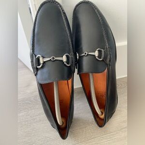 Black Leather Slip-On Loafers with Metal Ornament-  Peter Millar, made in Brazil